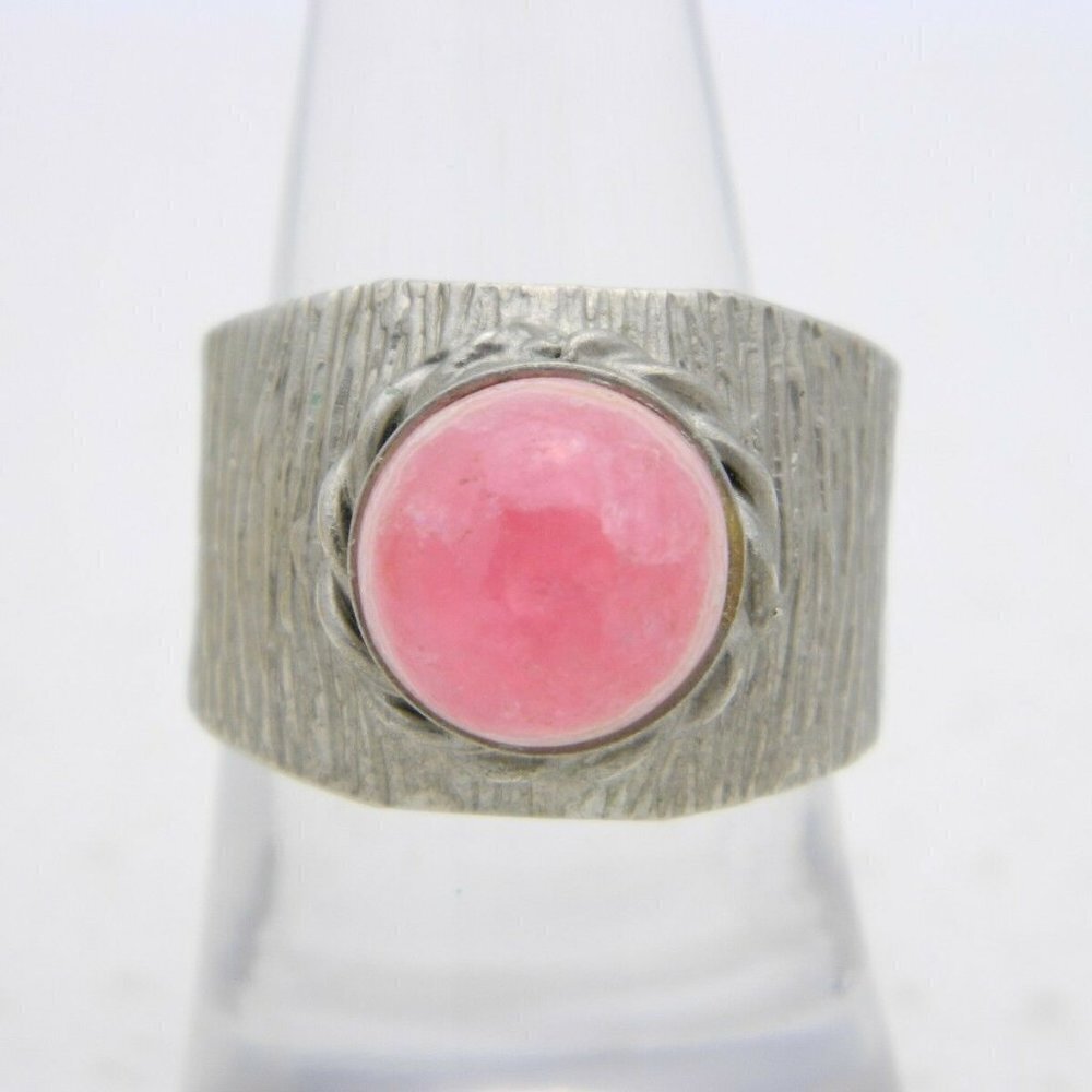 VTG Silver Tone Raw Polished Pink Morganite Stone